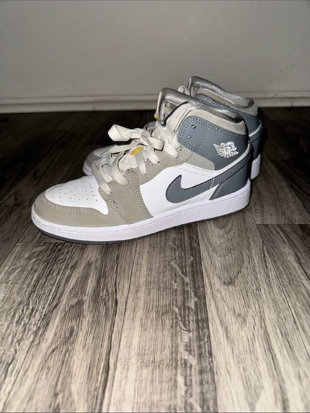 Jordan Kids High-Top Sneakers in White and Gray